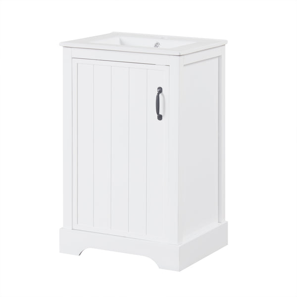 English Elm 20" Bathroom Vanity With Soft-Close Door, Ceramic Sink, Adjustable Shelves & Chic Storage Solutions N725P351852K