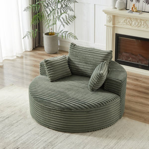 English Elm 55'l Chenille Round Sleeper Chair Fluffy Sculptural Seat for Living Room or Bedroom Green W834P401585