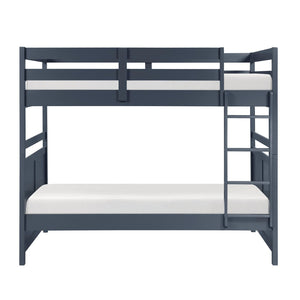 English Elm Bunk Bed Twin Over Solid Wood Frame with Guard Rails for Kids Shared Rooms Navy Blue B011S02314