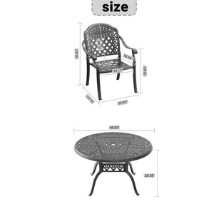 English Elm 7-ppiece Cast Aluminum Outdoor Dining Set Floral Carved Patio Furniture Black Frame W1710S00554