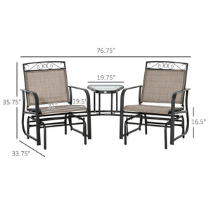 English Elm Outsunny Outdoor Glider Chairs With Center Table - 2-Seat Rocking Swing For Comfortable Relaxation W2225P174324-GIGA