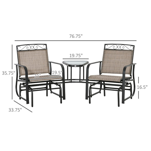 English Elm Outsunny Outdoor Glider Chairs With Center Table - 2-Seat Rocking Swing For Comfortable Relaxation W2225P174324-GIGA