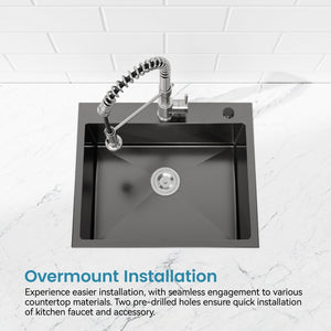 English Elm Stainless Steel Handmade Undermount Kitchen Sink Matte Black Single Bowl 304 Grade T3177P286027