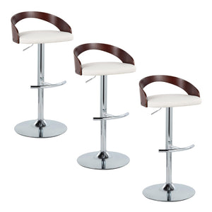 English Elm Adjustable Swivel Barstools Set of 3 Chrome Base Faux Leather Kitchen Island Seating B202S02028