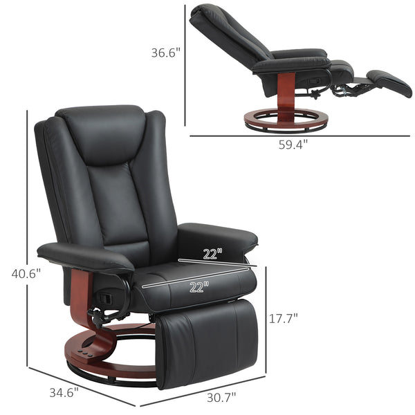 English Elm Homcom Manual Swivel Recliner Chair - Stylish Pu Leather Comfort With Adjustable Footrest & 360° Rotating Base W2225P217423