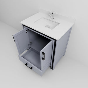 English Elm Dark Grey Bath Vanity 30" W X 22" D With Cultured Marble Top, Faucet, And Soft-Close Storage Solutions B2731P260594