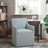 Madison Park Charlotte Transitional Skirted Dining Arm Chair with Casters MP108-1244 Blue