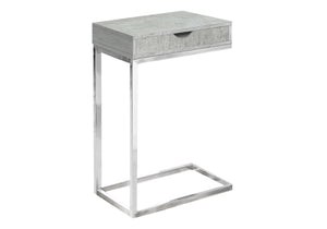 English Elm Accent Table C-Shaped End Side Snack Table with Cement-Textured Laminate Top and Chrome Base for Living Room Modern Decor Grey 25 L x 19 W x 5 H B2710P219268