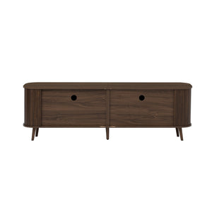 English Elm 70-inch Media Console with Sliding Groove Doors Solid Pine Legs and Cable Management N710P427897P