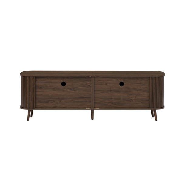 English Elm 70-inch Media Console with Sliding Groove Doors Solid Pine Legs and Cable Management N710P427897P