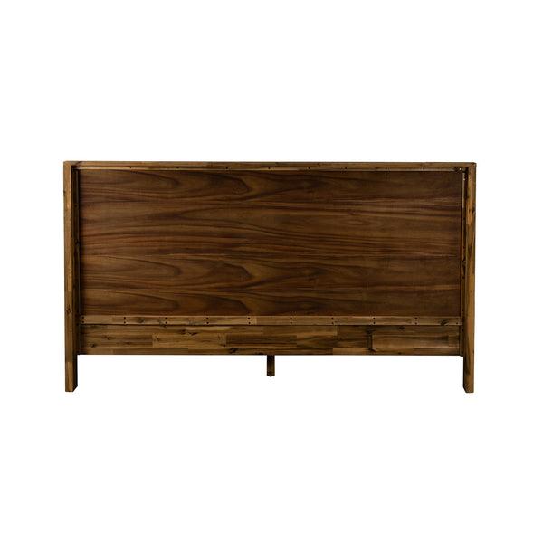 English Elm Dorvelle Rustic Acacia Platform Queen Bed with Antique Finish, No Box Spring, 7" Clearance, Brown B2736S00019