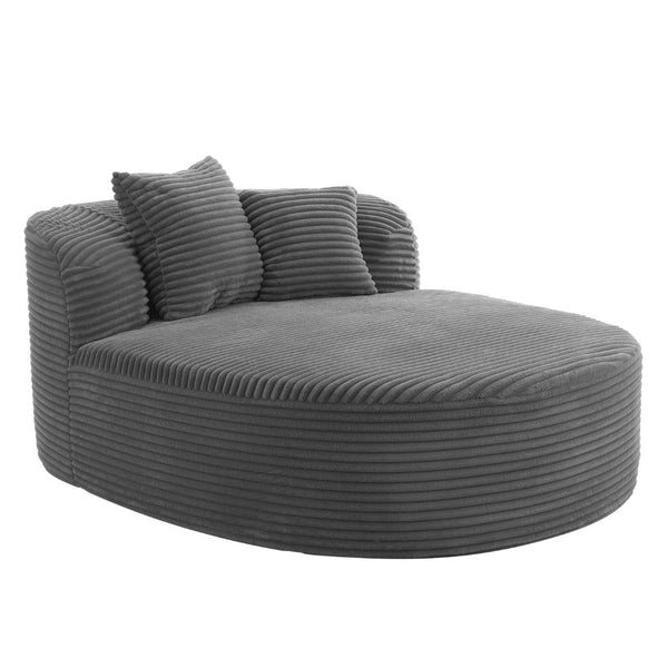English Elm Swivel Barrel Accent Chair Chenille Tufted Round Club Seat for Living Room Lounge Gray N719S002370E