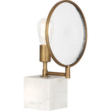 Robert Abbey Fineas Accent Lamp Alabaster Stone Base and Aged Brass Finish Clear Seeded Glass Lens