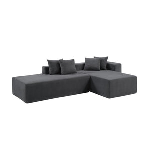 English Elm 101-inch Corduroy L-shaped Sectional Sofa Deep Seat Modular Lounge for Living Room W3480S00003