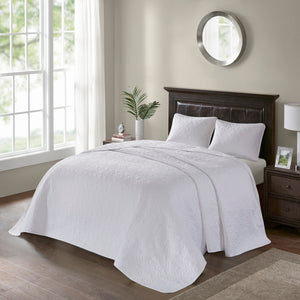 English Elm Reversible Madison Park Quebec Bedspread Set Queen with Quilted Cotton Fill, Oversized Drape, Antimicrobial Protection White 17.72 L x 15.35 W x 7.87 H B03597414