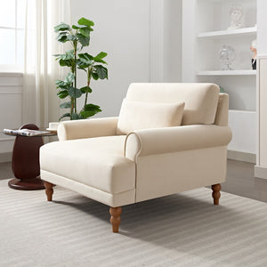 English Elm Mirod Oversized Polyester Accent Chair with Column Legs and Ergonomic Lumbar Support Beige N760S0000028B