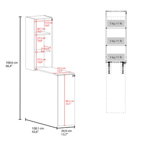 English Elm Brier Wall-Mount Foldaway Ironing Board Cabinet — Space-Saving White Engineered Wood for Laundry Rooms B092P309188