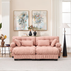 English Elm U Shaped Modular Sectional Sofa Flannelette Cloud Couch Deep Seat Plush Living Room Pink W2120S00028