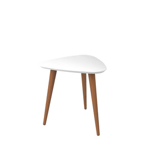 English Elm Utopia 20" Triangle End Table White — Lacquered Triangular Top, Solid Wood Splayed Legs, Sleek Accent B365P398490