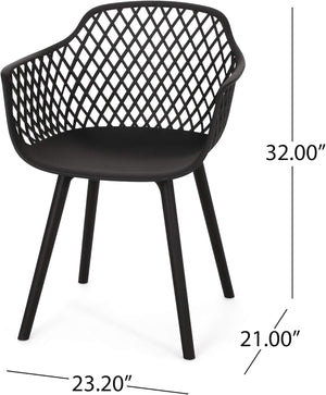 English Elm Christopher Knight Home® - POPPY Weather-Resistant Outdoor Dining Chairs Set of 4 in Black — Durable Polypropylene Mesh Design N776P276728B