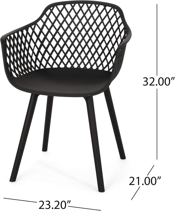 English Elm Christopher Knight Home® - POPPY Weather-Resistant Outdoor Dining Chairs Set of 4 in Black — Durable Polypropylene Mesh Design N776P276728B