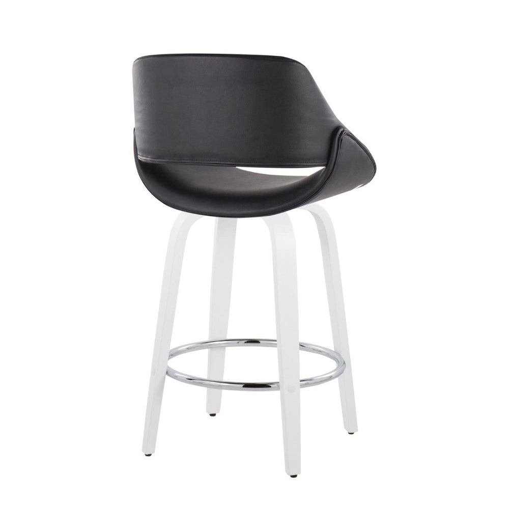 English Elm Fixed-height Swivel Counter Stools with Faux Leather Seats and Chrome Footrest Set of 2 B202S01824