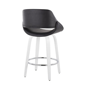 English Elm Fixed-height Swivel Counter Stools with Faux Leather Seats and Chrome Footrest Set of 2 B202S01824