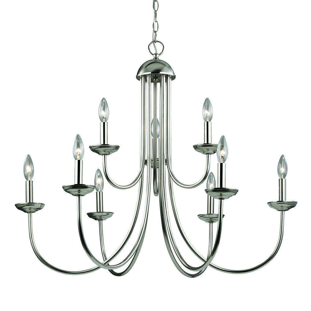 Thomas Lighting Montgomery 9 Light Candlestick Chandelier Brushed Nickel Metal Transitional Dining 1529CH/20