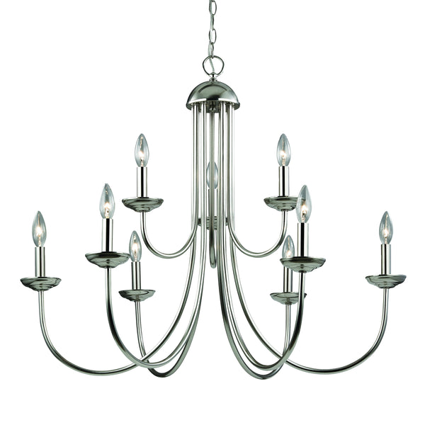 Thomas Lighting Montgomery 9 Light Candlestick Chandelier Brushed Nickel Metal Transitional Dining 1529CH/20