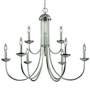 Thomas Lighting Montgomery 9 Light Candlestick Chandelier Brushed Nickel Metal Transitional Dining 1529CH/20