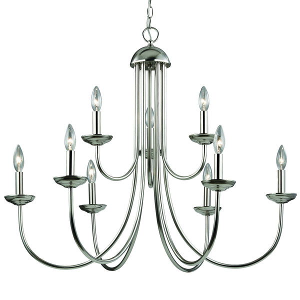 Thomas Lighting Montgomery 9 Light Candlestick Chandelier Brushed Nickel Metal Transitional Dining 1529CH/20