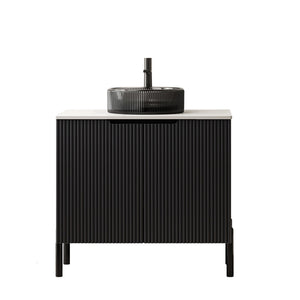 English Elm Turio 30" Freestanding Bathroom Vanity With Sink, Soft-Close Doors, And Elegant Glass Basin Design W2615S00232-GIGA