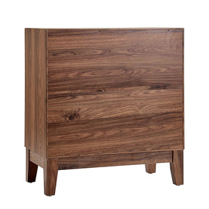 English Elm Double Door Cabinet Walnut Sideboard with Mirror-Style Accents, Removable Shelves & Solid Wood Legs W3417P388709