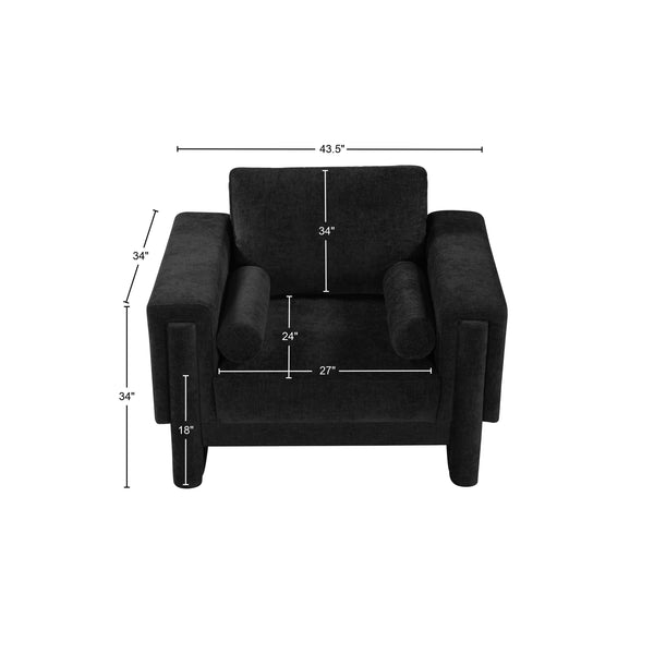 Madeline Black Chenille Fabric Chair 152Black-C Meridian Furniture