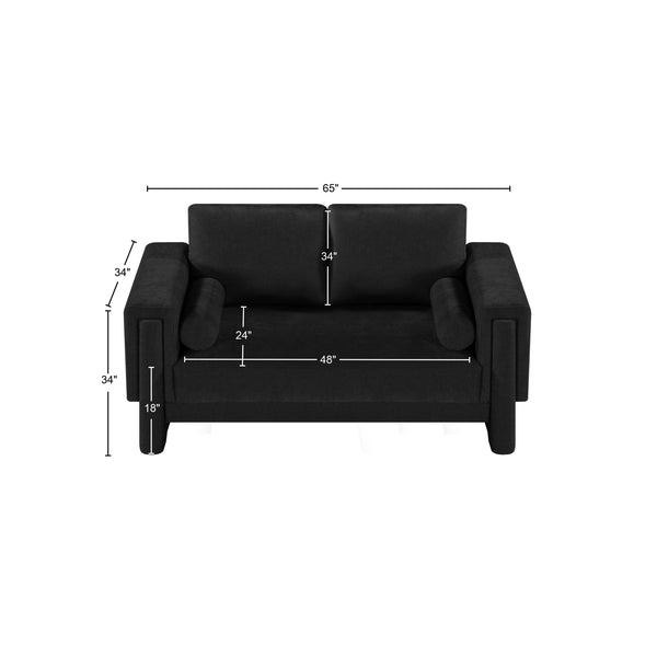 Madeline Black Chenille Fabric Loveseat 152Black-L Meridian Furniture