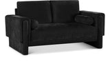 Madeline Black Chenille Fabric Loveseat 152Black-L Meridian Furniture