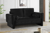 Madeline Black Chenille Fabric Loveseat 152Black-L Meridian Furniture