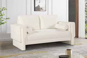 Madeline Cream Chenille Fabric Loveseat 152Cream-L Meridian Furniture