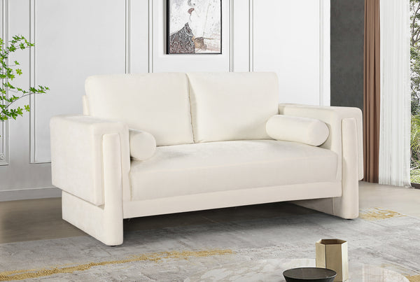 Madeline Cream Chenille Fabric Loveseat 152Cream-L Meridian Furniture