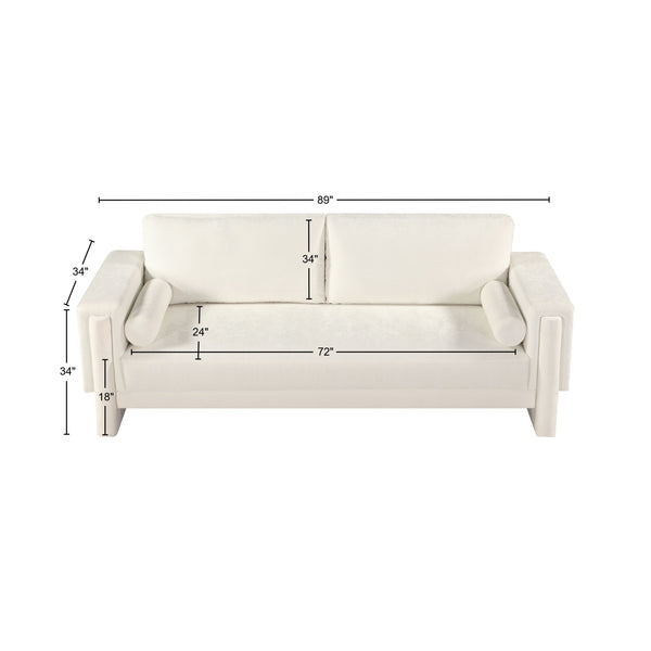 Madeline Cream Chenille Fabric Sofa 152Cream-S Meridian Furniture