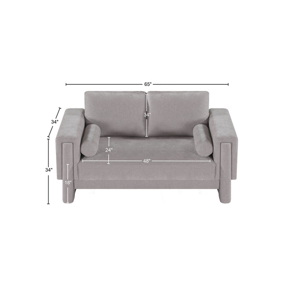 Madeline Grey Chenille Fabric Loveseat 152Grey-L Meridian Furniture