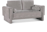 Madeline Grey Chenille Fabric Loveseat 152Grey-L Meridian Furniture