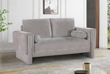 Madeline Grey Chenille Fabric Loveseat 152Grey-L Meridian Furniture