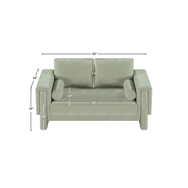 Madeline Mint Chenille Fabric Loveseat 152Mint-L Meridian Furniture