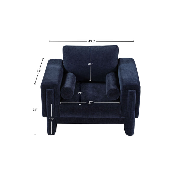 Madeline Navy Chenille Fabric Chair 152Navy-C Meridian Furniture