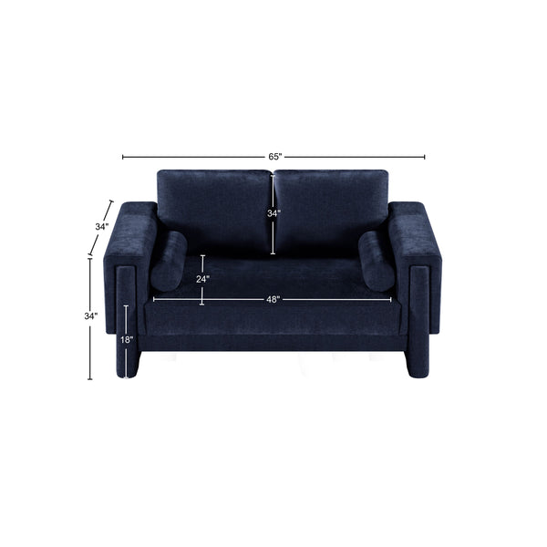 Madeline Navy Chenille Fabric Loveseat 152Navy-L Meridian Furniture