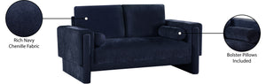 Madeline Navy Chenille Fabric Loveseat 152Navy-L Meridian Furniture