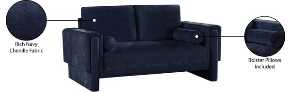 Madeline Navy Chenille Fabric Loveseat 152Navy-L Meridian Furniture