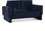 Madeline Navy Chenille Fabric Loveseat 152Navy-L Meridian Furniture