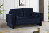 Madeline Navy Chenille Fabric Loveseat 152Navy-L Meridian Furniture